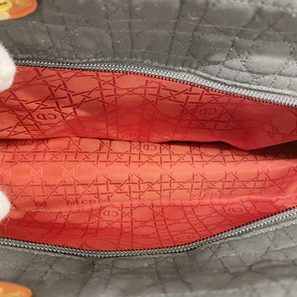 Christian Dior Handbag Canage Lady Dior Canvas Black Gold Hardware Women