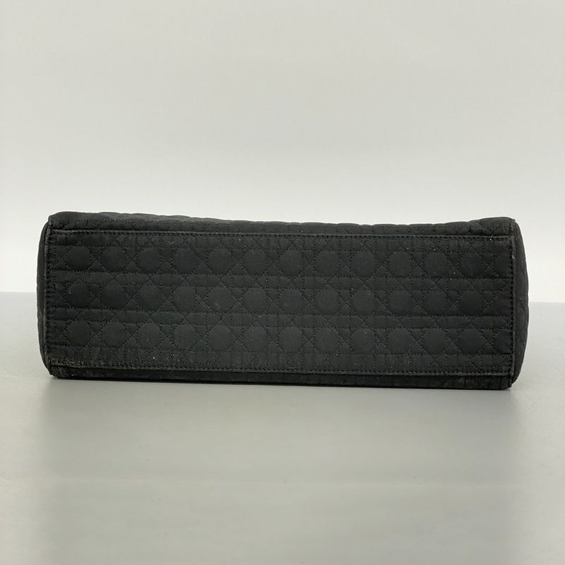 Christian Dior Handbag Canage Lady Dior Canvas Black Gold Hardware Women