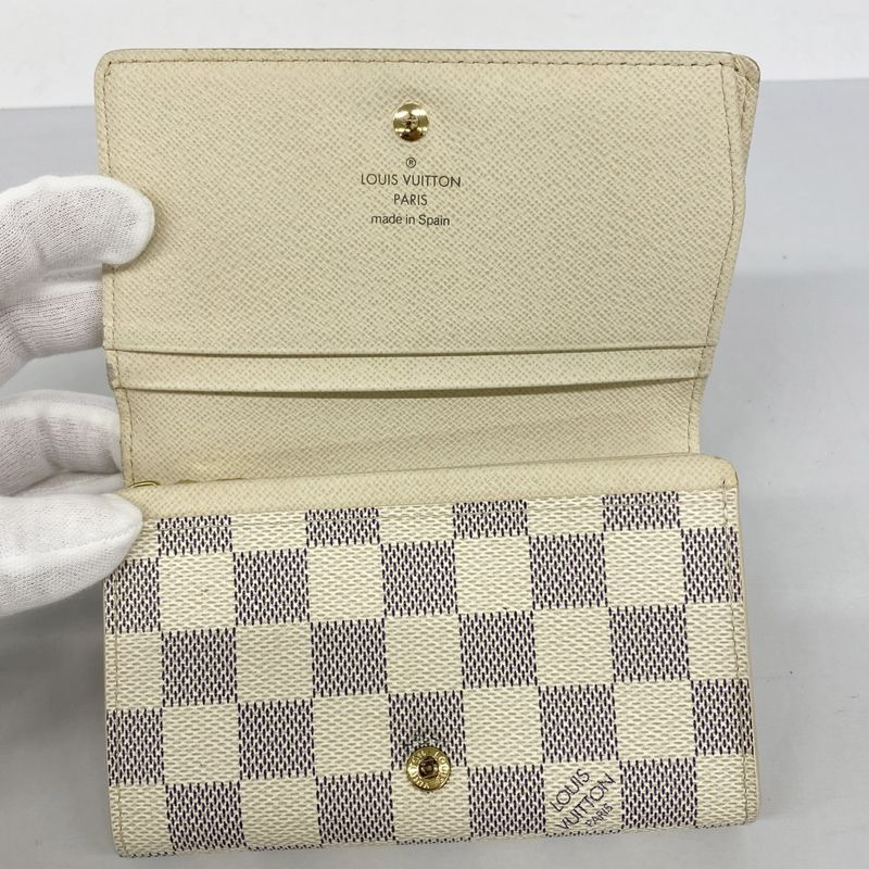 Louis Vuitton Wallet Damier Azure Portefeuille Trésor N61744 White Ladies