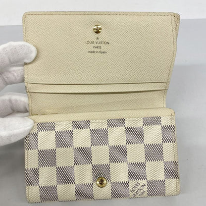 Louis Vuitton Wallet Damier Azure Portefeuille Trésor N61744 White Ladies