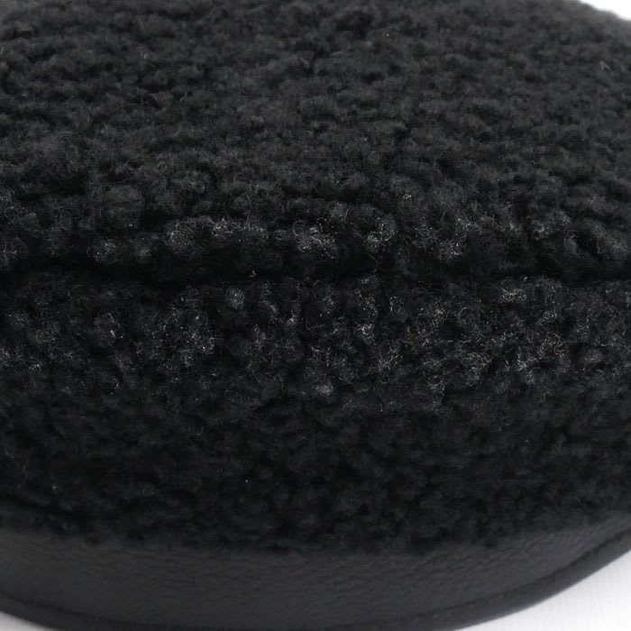 Hermes Shearling Fur Beret Black 56 Ladies