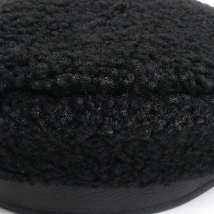 Hermes Shearling Fur Beret Black 56 Ladies