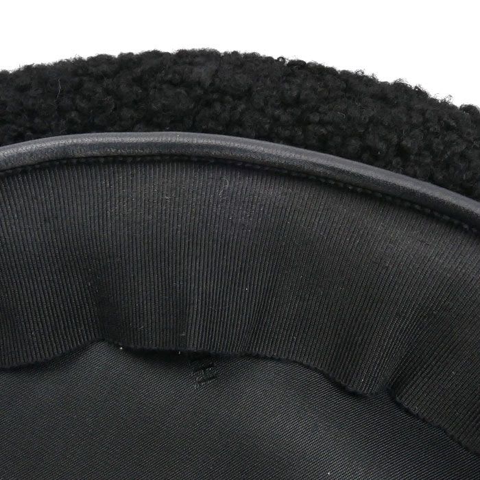 Hermes Shearling Fur Beret Black 56 Ladies