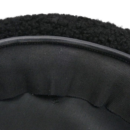Hermes Shearling Fur Beret Black 56 Ladies