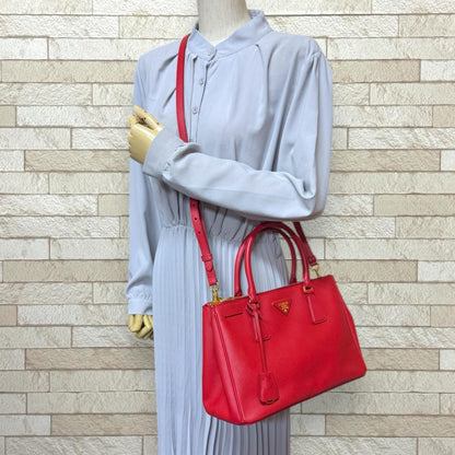 Prada Galleria Saffiano Shoulder Bag Leather Bn1801 Red Ladies Prada Used Prada