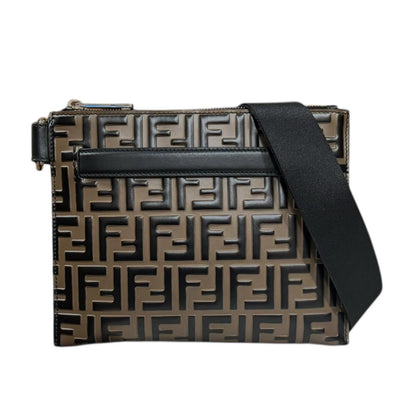 Fendi Zucca Shoulder Bag Leather 7va437 Brown Men's Fendi Used Fendi