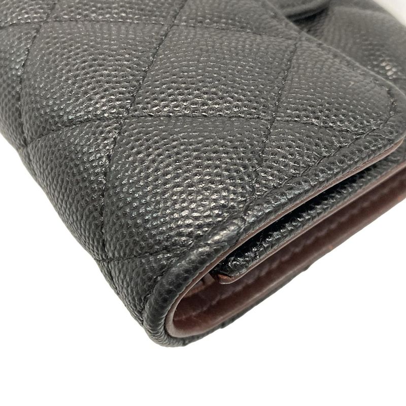 Chanel Trifold Wallet Matelasse Black Gold Hardware