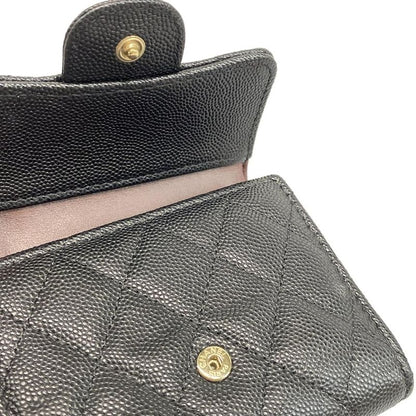 Chanel Trifold Wallet Matelasse Black Gold Hardware