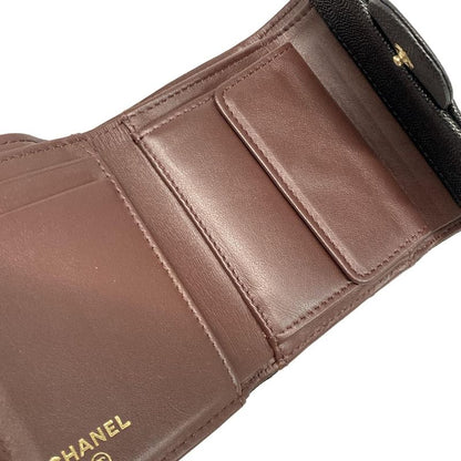 Chanel Trifold Wallet Matelasse Black Gold Hardware