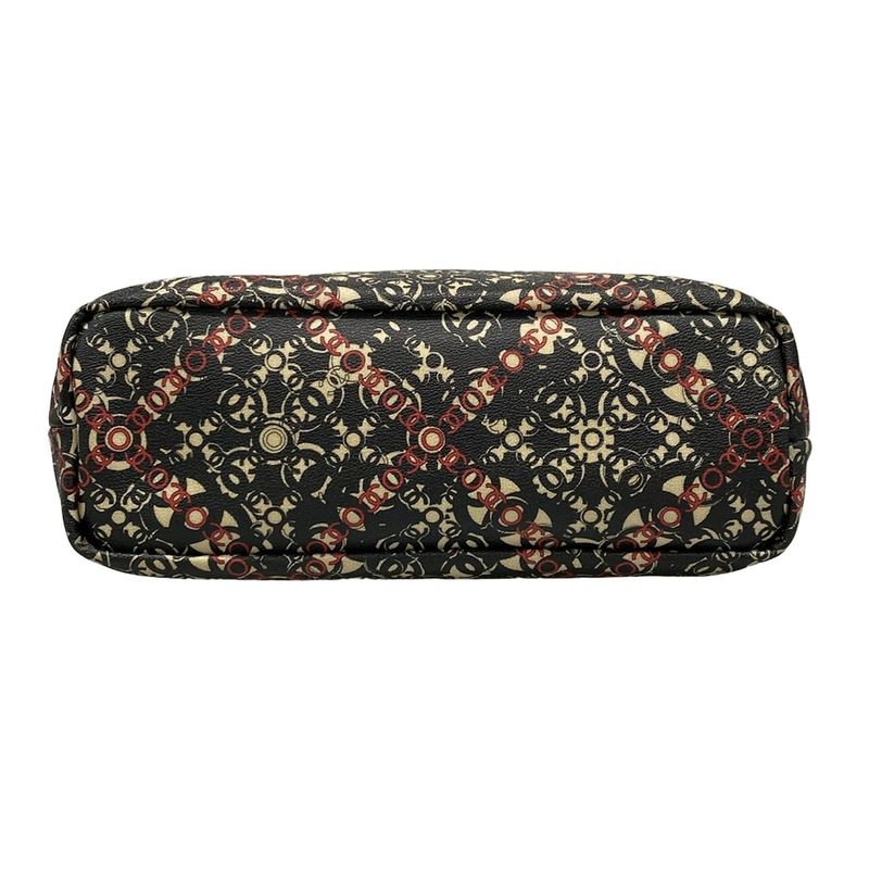 Chanel Tote Bag Cocos Travel Black X Red X Ivory Silver Hardware Leather