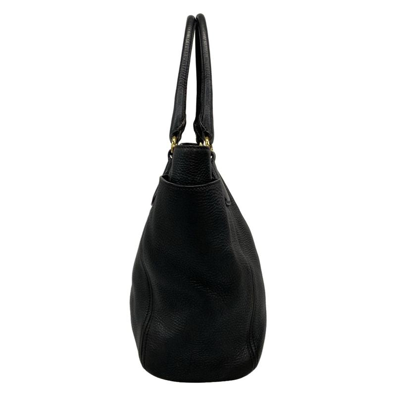 Prada Tote Bag  Black Leather Tag Leather