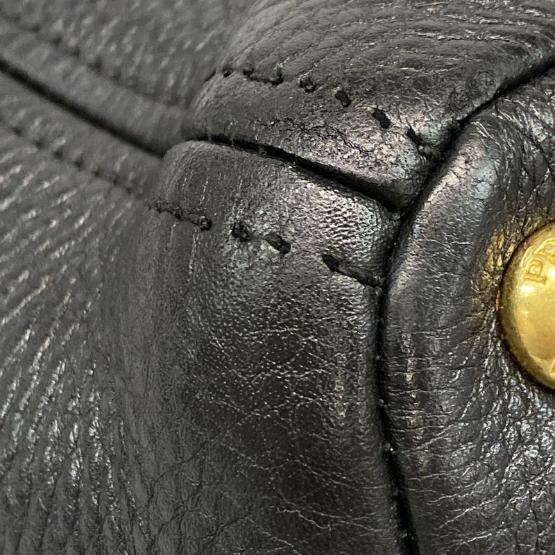 Prada Tote Bag  Black Leather Tag Leather