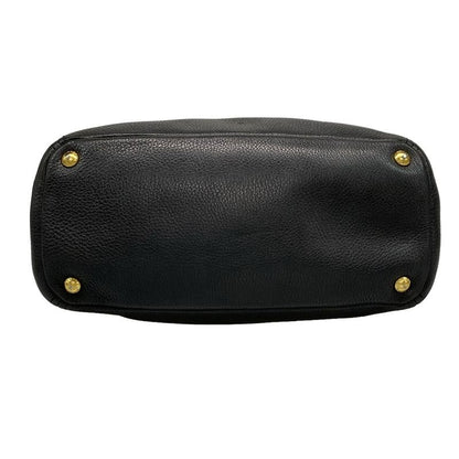 Prada Tote Bag  Black Leather Tag Leather