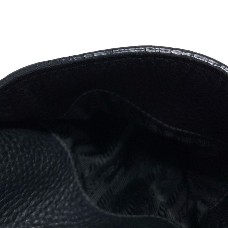 Prada Tote Bag  Black Leather Tag Leather