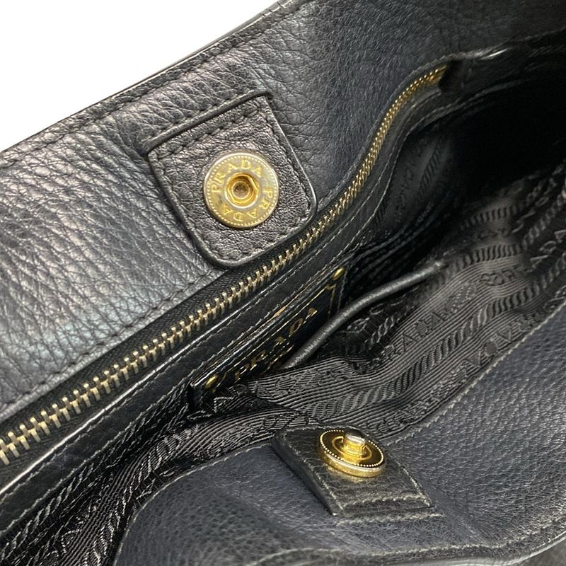 Prada Tote Bag  Black Leather Tag Leather