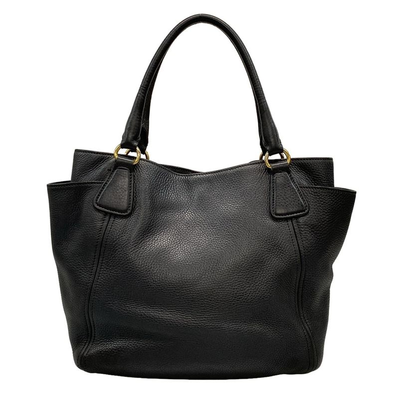 Prada Tote Bag  Black Leather Tag Leather