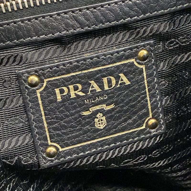 Prada Tote Bag  Black Leather Tag Leather