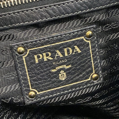 Prada Tote Bag  Black Leather Tag Leather
