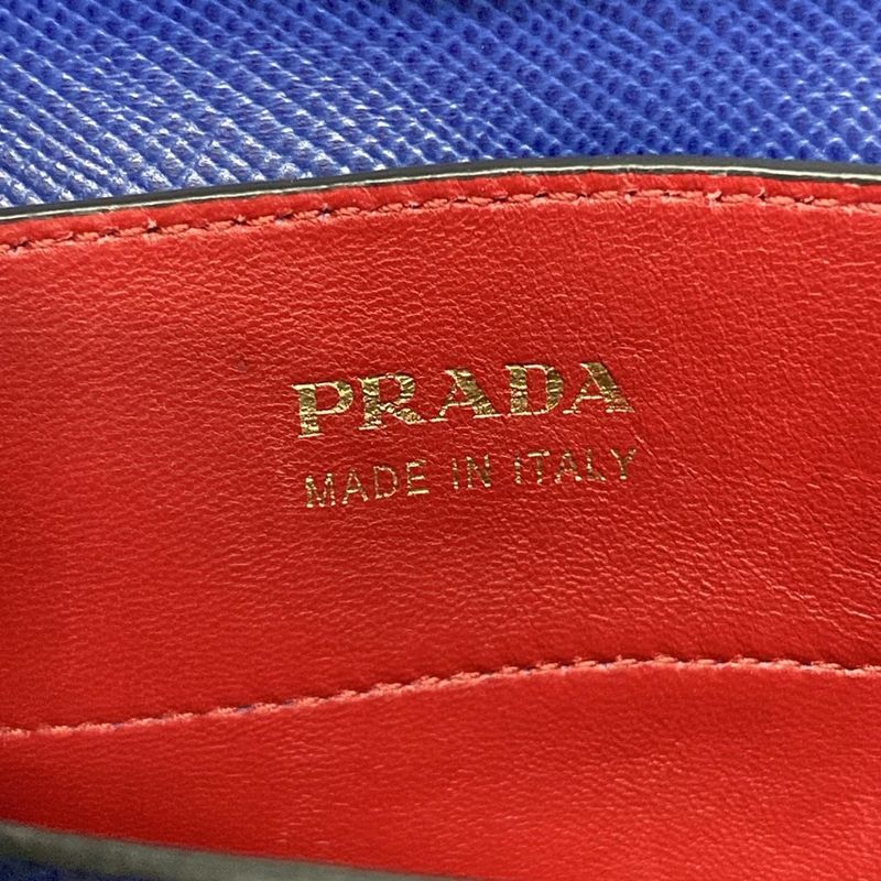 Prada Tote Double Medium Bag Bn2775 Blue Leather