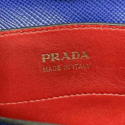 Prada Tote Double Medium Bag Bn2775 Blue Leather
