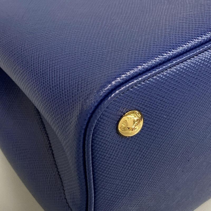 Prada Tote Double Medium Bag Bn2775 Blue Leather