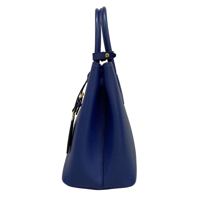 Prada Tote Double Medium Bag Bn2775 Blue Leather