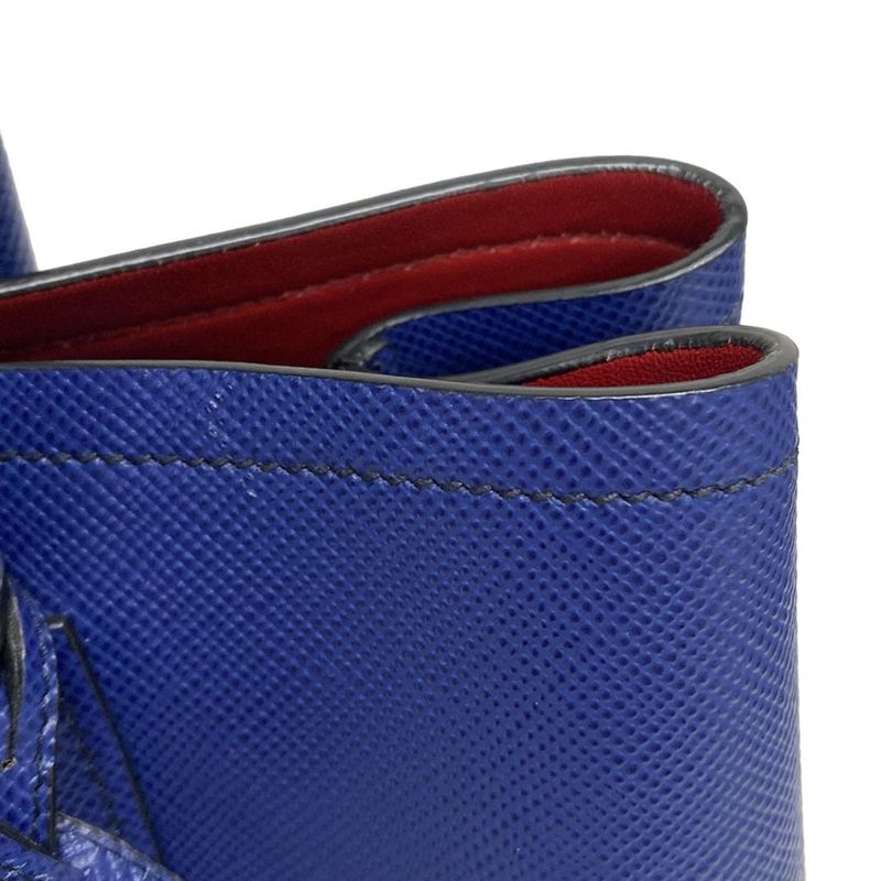 Prada Tote Double Medium Bag Bn2775 Blue Leather