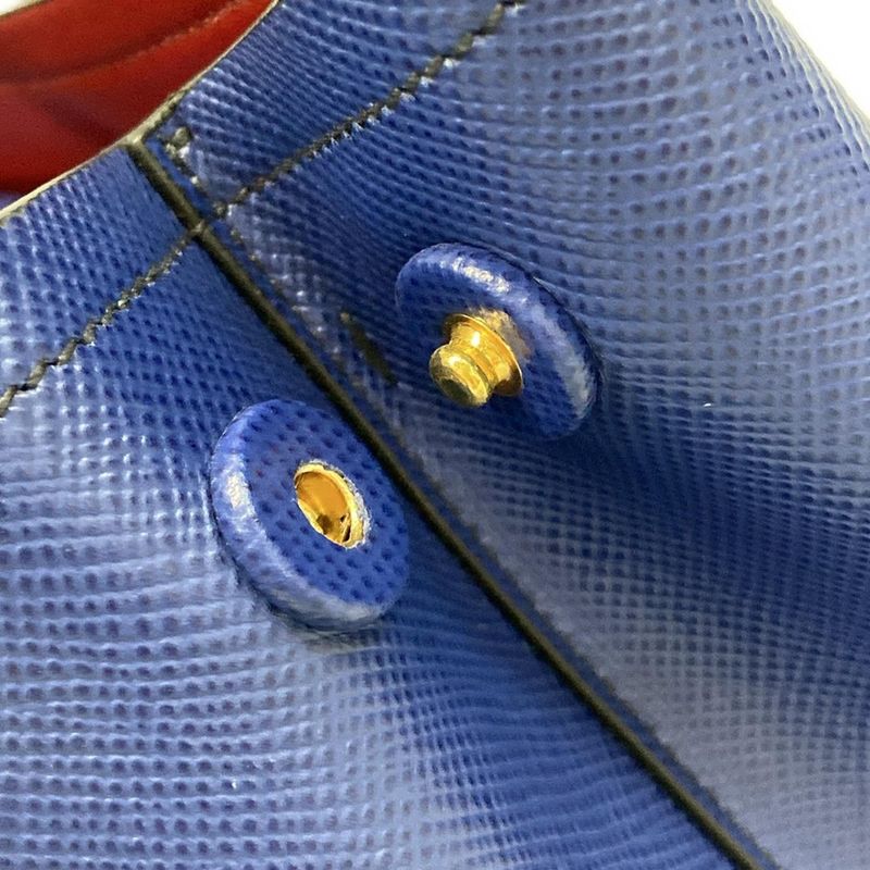 Prada Tote Double Medium Bag Bn2775 Blue Leather