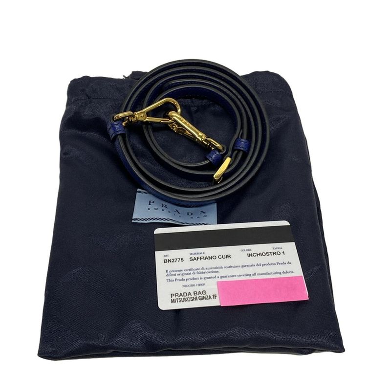 Prada Tote Double Medium Bag Bn2775 Blue Leather
