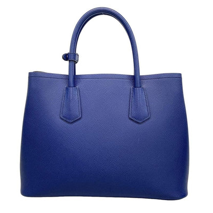 Prada Tote Double Medium Bag Bn2775 Blue Leather