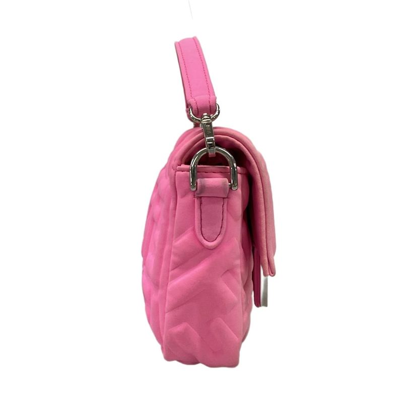 Fendi Handbag Baguette Mini 8bs017 Pink FF Shape Pressed With Detachable Handle