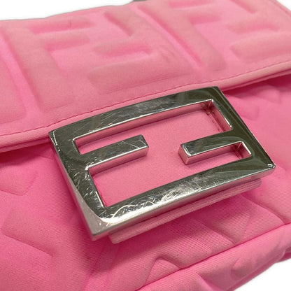 Fendi Handbag Baguette Mini 8bs017 Pink FF Shape Pressed With Detachable Handle