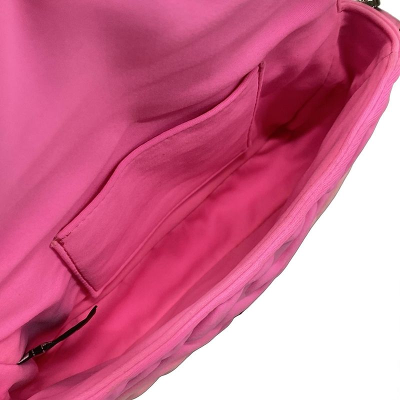 Fendi Handbag Baguette Mini 8bs017 Pink FF Shape Pressed With Detachable Handle