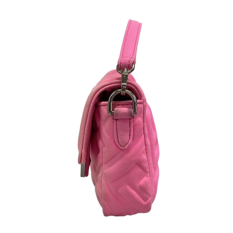 Fendi Handbag Baguette Mini 8bs017 Pink FF Shape Pressed With Detachable Handle