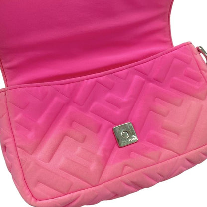 Fendi Handbag Baguette Mini 8bs017 Pink FF Shape Pressed With Detachable Handle