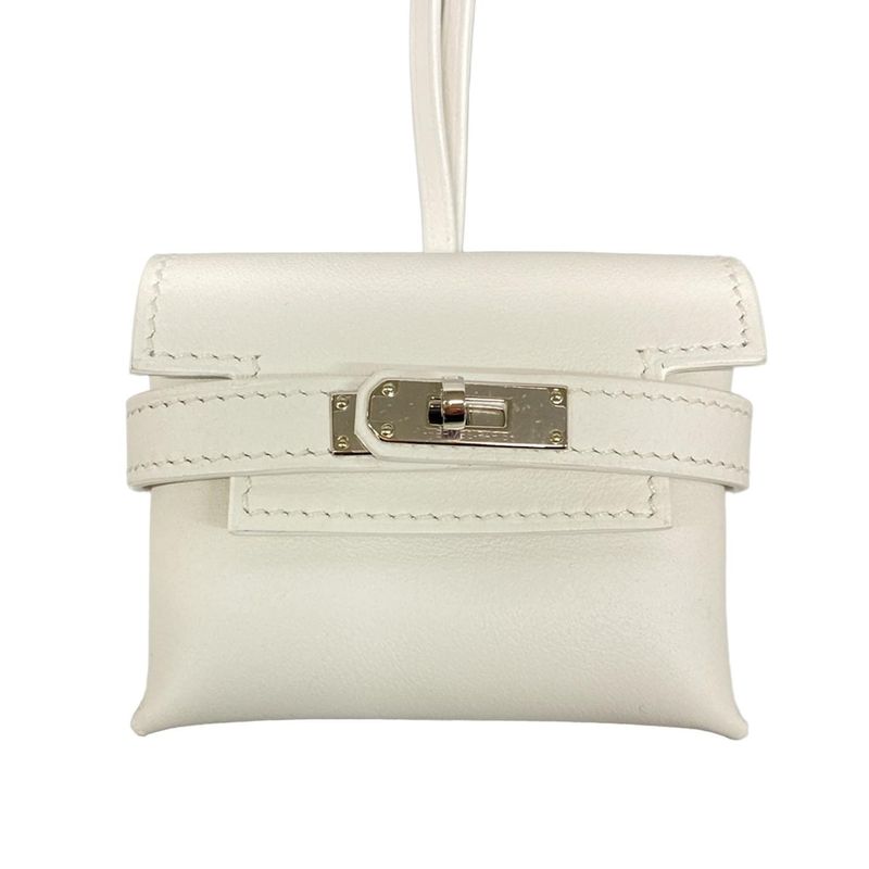 Hermes Key Holder (charm ) Kelly Festival New White Silver Hardware