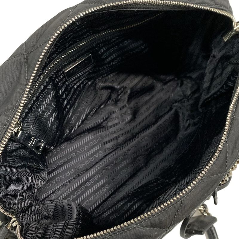 Prada Shoulder Bag  Black Chain Shoulder Triangle Logo Quilted Leather