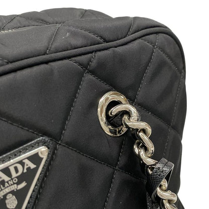 Prada Shoulder Bag  Black Chain Shoulder Triangle Logo Quilted Leather