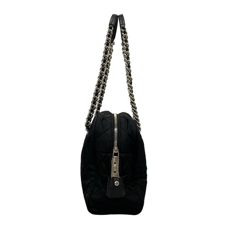Prada Shoulder Bag  Black Chain Shoulder Triangle Logo Quilted Leather