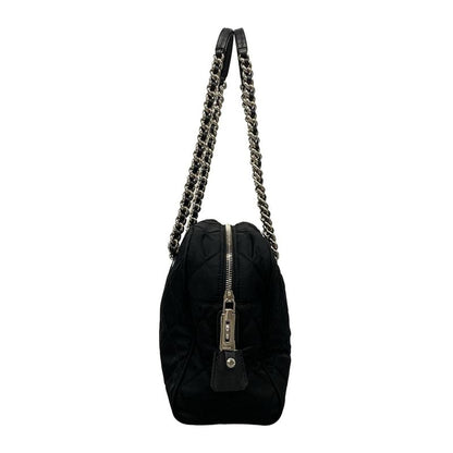 Prada Shoulder Bag  Black Chain Shoulder Triangle Logo Quilted Leather