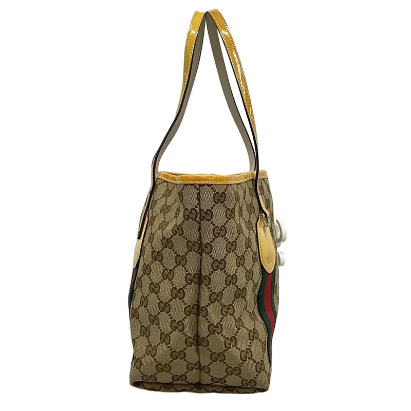 Gucci Tote Bag GG Patternsherry (web) 211971 Beige Brown And Yellow Leather