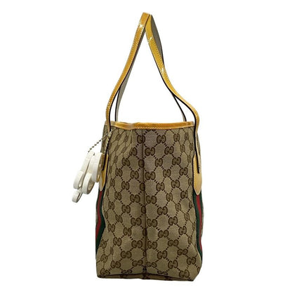 Gucci Tote Bag GG Patternsherry (web) 211971 Beige Brown And Yellow Leather
