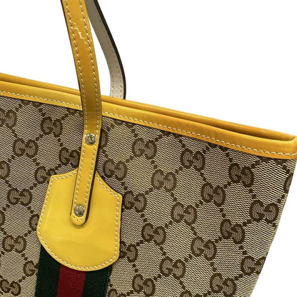 Gucci Tote Bag GG Patternsherry (web) 211971 Beige Brown And Yellow Leather