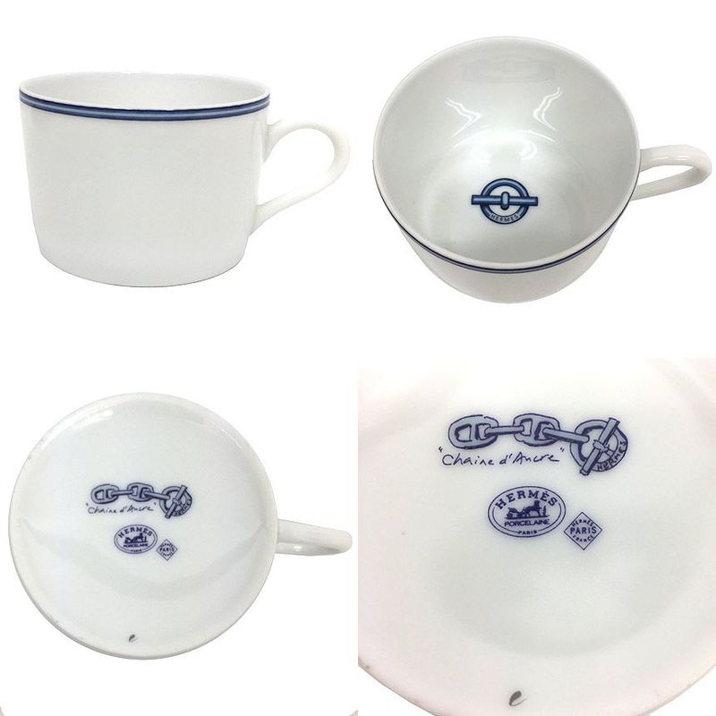 Hermes Chaine D'ancre Cup & Saucer Blue 1 Customer Aq7335