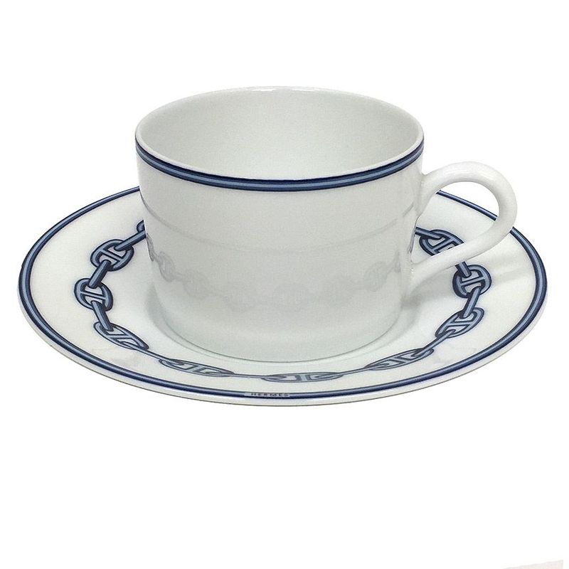 Hermes Chaine D'ancre Cup & Saucer Blue 1 Customer Aq7335
