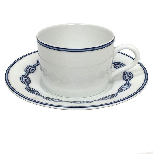 Hermes Chaine D'ancre Cup & Saucer Blue 1 Customer Aq7335