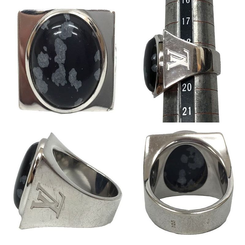Louis Vuitton Chevalier Snow Flow Obsidian M64903 Silver Men's Ring Aq7341