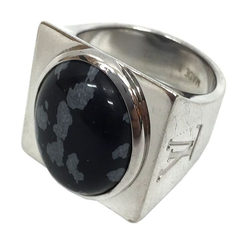 Louis Vuitton Chevalier Snow Flow Obsidian M64903 Silver Men's Ring Aq7341