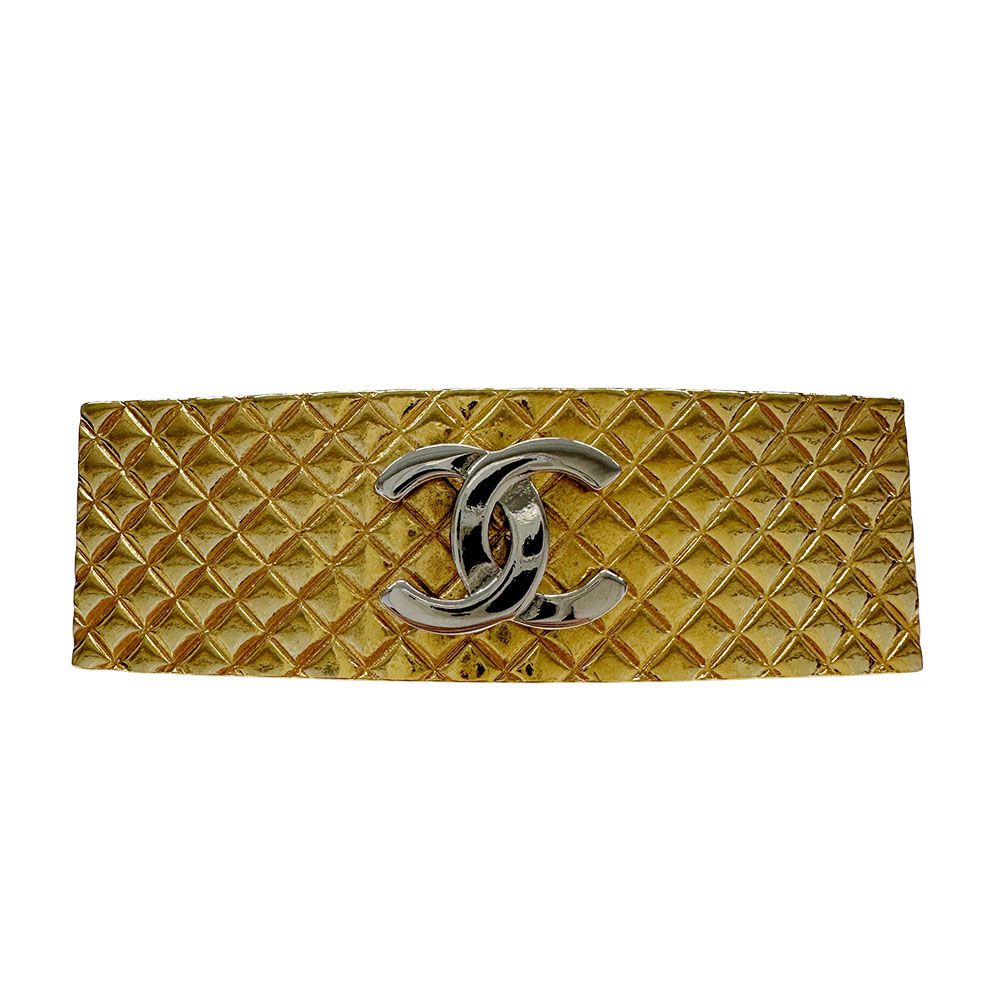Chanel Valletta Women'S Brand Metal Matelasse Coco Mark Gold Hair Clip Stylish