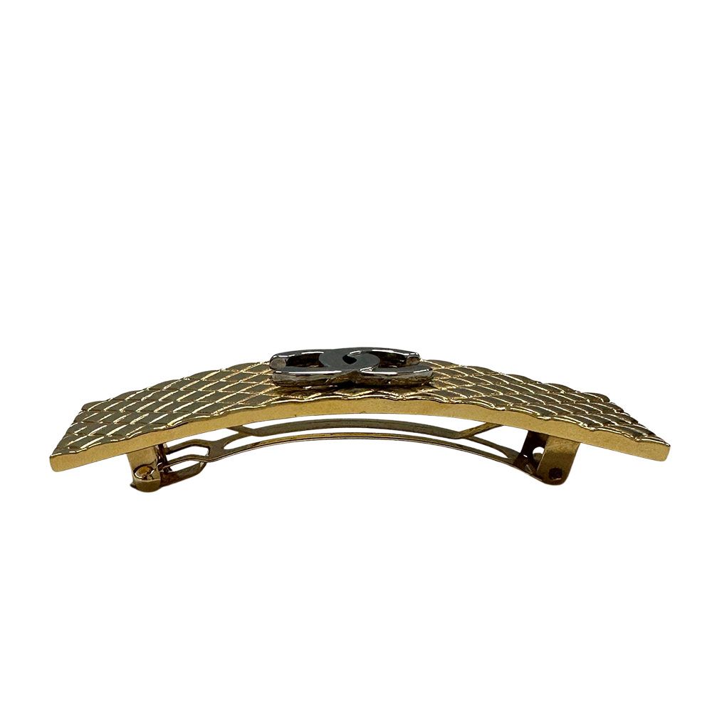 Chanel Valletta Women'S Brand Metal Matelasse Coco Mark Gold Hair Clip Stylish